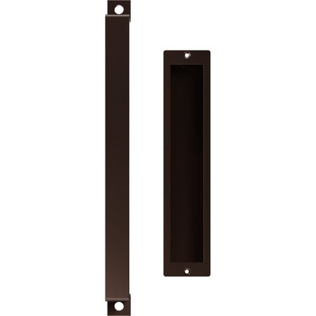 EKENA MILLWORK 16" Pull Handle & 12" Flush Pull for 1 3/8" Doors, Rustic Brown GB6001PP31612RB